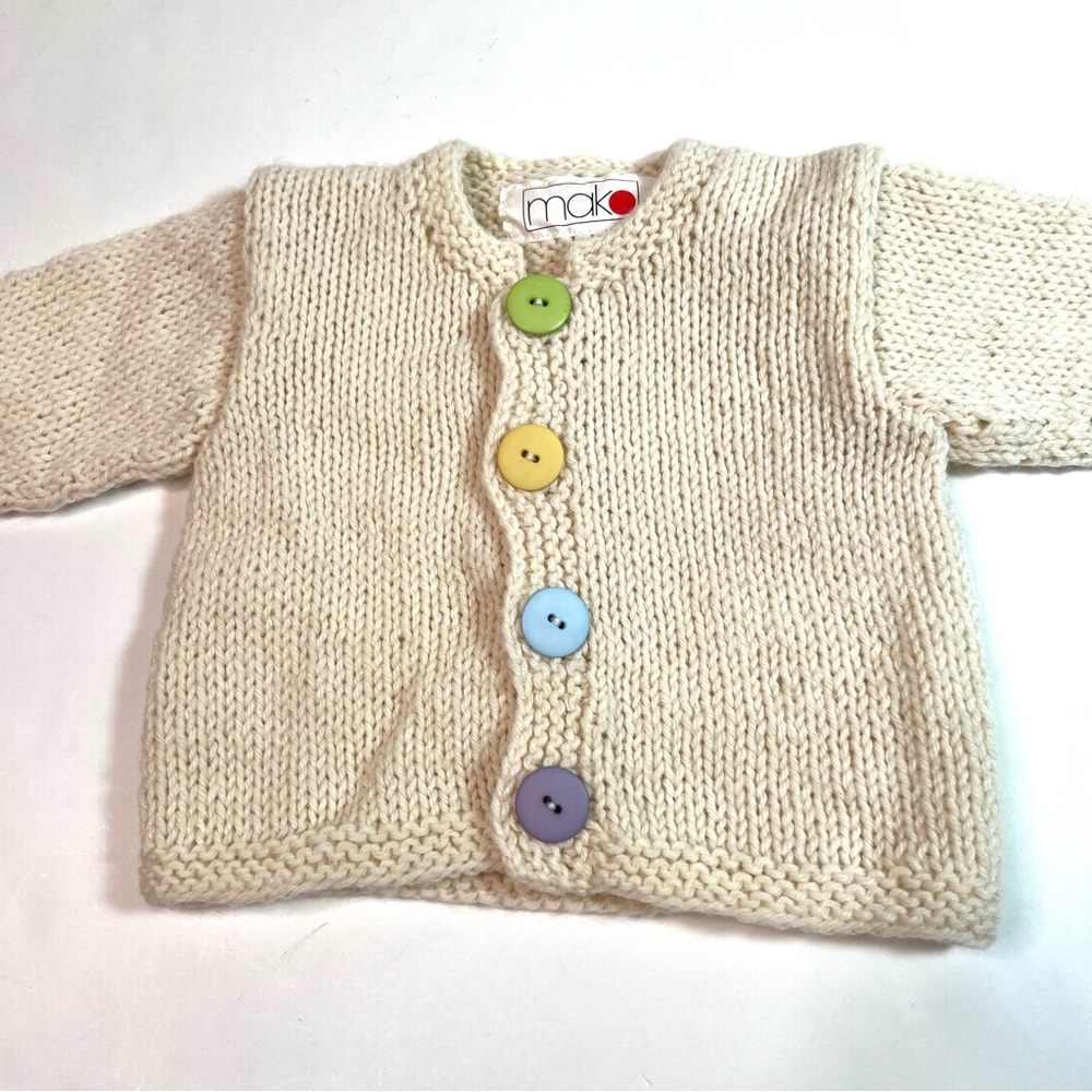 NWOT Mako Hand Knit Wool Blend Cardigan Natural - Picture 6 of 8